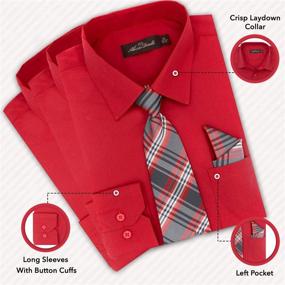 img 2 attached to 👔 Alberto Danelli Boys Dress Shirt Set with Matching Tie and Handkerchief, Long Sleeve Button Down, Pocket