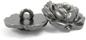 img 2 attached to 🌹 Gray Silver 20mm Bezelry Metal Shank Buttons with 12 Full Bloom Rose Design