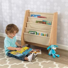 img 1 attached to 📚 Natural Wood and Canvas Sling Bookshelf Furniture for Kids by KidKraft - Gift for Ages 3+