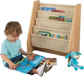 img 3 attached to 📚 Natural Wood and Canvas Sling Bookshelf Furniture for Kids by KidKraft - Gift for Ages 3+