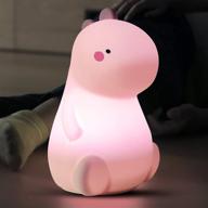 🦕 dinosaur night light for kids - led nursery lamp for toddler's room - cute color changing silicone baby night light with touch sensor - dinosaur gifts for boys girls (pink) logo