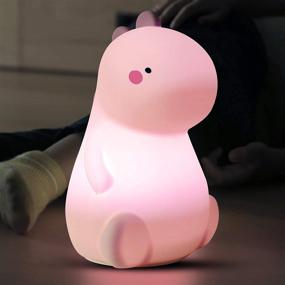 img 4 attached to 🦕 Dinosaur Night Light for Kids - LED Nursery Lamp for Toddler's Room - Cute Color Changing Silicone Baby Night Light with Touch Sensor - Dinosaur Gifts for Boys Girls (Pink)