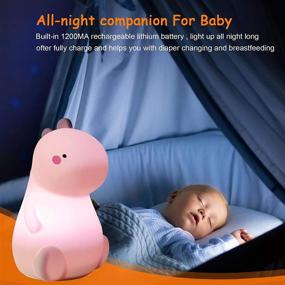 img 1 attached to 🦕 Dinosaur Night Light for Kids - LED Nursery Lamp for Toddler's Room - Cute Color Changing Silicone Baby Night Light with Touch Sensor - Dinosaur Gifts for Boys Girls (Pink)