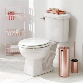 img 3 attached to 🛁 Вертикальная полка для ванной комнаты mDesign, 3 уровня: декоративный металлический органайзер для полотенец, жидкого мыла и туалетных принадлежностей - светло-розовый.