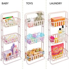 img 1 attached to 🛁 mDesign 3 Tier Vertical Bathroom Shelving Unit: Decorative Metal Organizer Tower Rack for Bath Towels, Hand Soap, and Toiletries - Light Pink