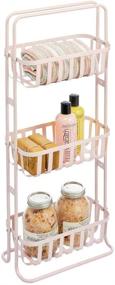 img 4 attached to 🛁 Вертикальная полка для ванной комнаты mDesign, 3 уровня: декоративный металлический органайзер для полотенец, жидкого мыла и туалетных принадлежностей - светло-розовый.