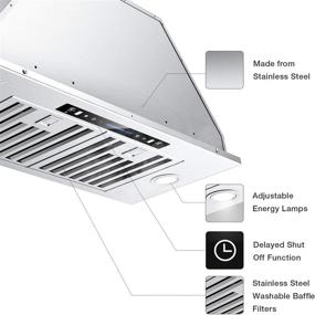img 1 attached to IKTCH 36 inch Built-in/Insert Range Hood: High-Powered 900 CFM, Stainless Steel Kitchen Vent Hood with Lighting and Baffle Filters