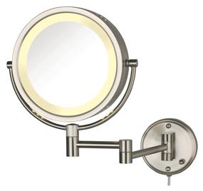 img 1 attached to Jerdon HL75N 8.5-Inch Lighted Wall Mount Makeup Mirror - 8x Magnification, Nickel Finish: Perfect for Flawless Beauty Routines!