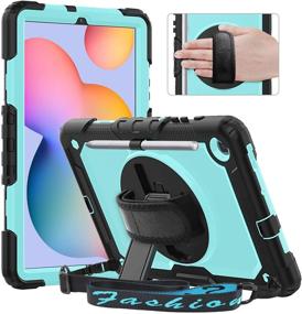 img 4 attached to 📱 Timecity Case for Samsung Galaxy Tab S6 Lite 10.4" 2020 (SM-P610/ P615) - Light Blue with Pen Holder, Screen Protector, 360° Swivel Stand, Hand Strap, Shoulder Strap