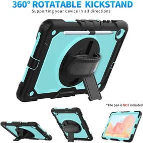 img 1 attached to 📱 Timecity Case for Samsung Galaxy Tab S6 Lite 10.4" 2020 (SM-P610/ P615) - Light Blue with Pen Holder, Screen Protector, 360° Swivel Stand, Hand Strap, Shoulder Strap