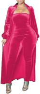 🔥 remelon womens sexy velvet party jumpsuits set - long sleeve cardigan, tube off shoulder, bodycon - clubwear perfection! logo