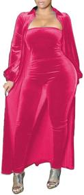 img 4 attached to 🔥 Remelon Womens Sexy Velvet Party Jumpsuits Set - Long Sleeve Cardigan, Tube Off Shoulder, Bodycon - Clubwear Perfection!