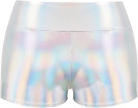 img 1 attached to 🌟 Women's High Waist Metallic Shorts for Rave, Disco, and Dance - Shiny Booty Bottoms Hot Pants