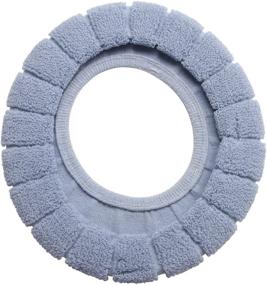 img 2 attached to 🚽 2 Pieces Blue Stretchable Washable Cloth Toilet Seat Cover Pads for Bathroom Warmer