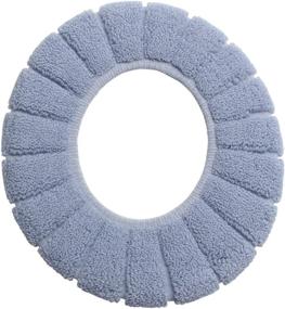 img 4 attached to 🚽 2 Pieces Blue Stretchable Washable Cloth Toilet Seat Cover Pads for Bathroom Warmer