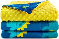 детское взвешенное одеяло с наволочкой - набор из 100% хлопкового одеяла с стеклянными бисеринками, 2,3 кг 91,4 × 121,9 см, покрывало из мягкого ворса с голубым дизайном динозавра - можно стирать в машине. логотип