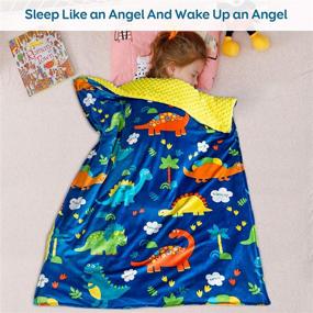 img 3 attached to Sivio Kids Weighted Blanket & Removable Duvet Cover Set - 100% Cotton Comforter with 🛏️ Glass Beads, 5lbs 36 × 48 inch, Minky Dotted Cover - Blue Dinosaur Design - Machine Washable
