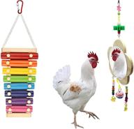 🐔 viowey 2pcs chicken xylophone toys set, incuding chicken mirror and suspensible wood xylophone toy with 8 metal keys for hens, parrots, and other avian pets logo