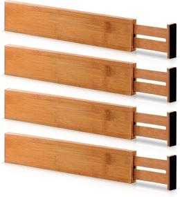 img 4 attached to Bamboo Drawer Dividers: Expandable Kitchen Organizers for Utensils, Clothes, and More, Pack of 4