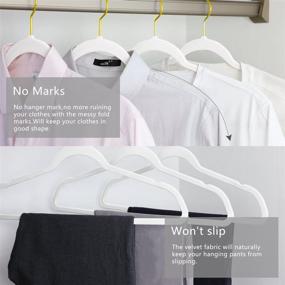 img 1 attached to 👗 50-Pack Heavyduty Velvet Hangers by MIZGI - Non Slip Slimline Design in White, with Gold Hooks - Space Saving Clothes Hangers