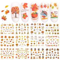 🍁 autumn maple leaf nail art stickers set: thanksgiving day water decals & nail foil stickers for festive manicures logo