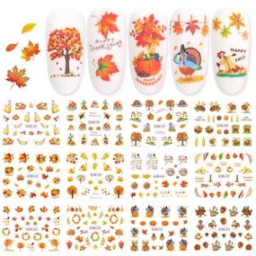 img 4 attached to 🍁 Autumn Maple Leaf Nail Art Stickers Set: Thanksgiving Day Water Decals & Nail Foil Stickers for Festive Manicures