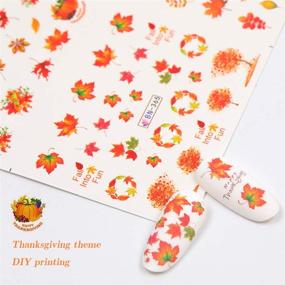 img 1 attached to 🍁 Autumn Maple Leaf Nail Art Stickers Set: Thanksgiving Day Water Decals & Nail Foil Stickers for Festive Manicures