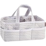 🐦 dove gray chevron zig zag nursery diaper storage organizer - portable tote bag for organizing fabrics logo