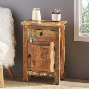 img 3 attached to 🏺 Vintage Charm: Nancy Distressed End Table with Distressed Paint Finish