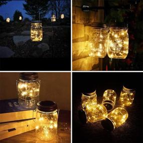 img 1 attached to 🔆 Waterproof Solar Mason Jar Lid Lights [Updated], 6 Pack 15 LED Fairy Firefly Jar String Lights with Hangers - Warm White for Patio Yard, Garden Wedding, Easter Decoration (Jars Not Included)