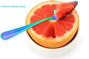 img 2 attached to 🍴 Set of Stainless Steel Grapefruit Spoons and Knife Tool - with Serrated Spoons, Dessert Spoons, Drinking Straws, Fruit Forks, and Grapefruit Knife - High-Quality Stainless Steel