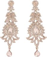 exquisite 'touchstone hollywood glamour oscar collection' indian paisley motif designer bridal jewelry: long chandelier earrings in antique gold and white tone for women logo