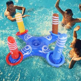 img 4 attached to Max Fun Inflatable Cross Ring Toss: Ultimate 🏊 Pool Game for Kids and Families with Rings and Pump