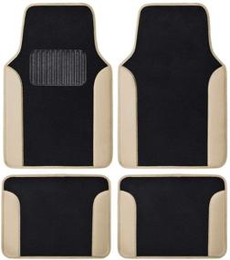 img 4 attached to 🚗 Enhance Your Car Interior with BDK Beige Carpet Car Floor Mats - Two-Tone Faux Leather Mats with Anti-Slip Features and Heel Pad, Ideal for Cars, Trucks, Vans, and SUVs