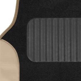 img 2 attached to 🚗 Enhance Your Car Interior with BDK Beige Carpet Car Floor Mats - Two-Tone Faux Leather Mats with Anti-Slip Features and Heel Pad, Ideal for Cars, Trucks, Vans, and SUVs