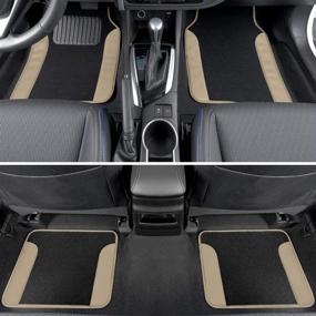 img 3 attached to 🚗 Enhance Your Car Interior with BDK Beige Carpet Car Floor Mats - Two-Tone Faux Leather Mats with Anti-Slip Features and Heel Pad, Ideal for Cars, Trucks, Vans, and SUVs