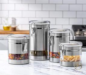 img 3 attached to 🍪 Le'raze Airtight Kitchen Counter Food Storage Container Set with Clear Acrylic Lids & Locking Clamp - Ideal for Flour, Tea, Sugar, Coffee, Candy, Cookies & More