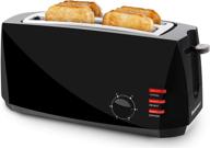 🍞 elite gourmet long slot toaster - 6 toast settings, defrost, reheat, cancel functions, slide out crumb tray - extra wide slots for bagels and waffles - 4 slice, black логотип