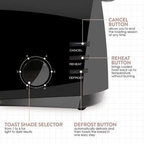 img 1 attached to 🍞 Elite Gourmet Long Slot Toaster - 6 Toast Settings, Defrost, Reheat, Cancel Functions, Slide Out Crumb Tray - Extra Wide Slots for Bagels and Waffles - 4 Slice, Black