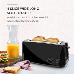 img 3 attached to 🍞 Elite Gourmet Long Slot Toaster - 6 Toast Settings, Defrost, Reheat, Cancel Functions, Slide Out Crumb Tray - Extra Wide Slots for Bagels and Waffles - 4 Slice, Black