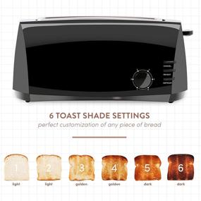 img 2 attached to 🍞 Elite Gourmet Long Slot Toaster - 6 Toast Settings, Defrost, Reheat, Cancel Functions, Slide Out Crumb Tray - Extra Wide Slots for Bagels and Waffles - 4 Slice, Black