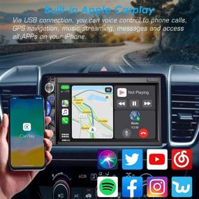 img 3 attached to Передовая автомобильная стереосистема с двойным DIN: Apple CarPlay, Bluetooth, отражение телефона, сенсорный экран 7 дюймов и многое другое!