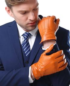 img 4 attached to 🧤 NappaNovum Classic Touchscreen Men's Lambskin Leather Gloves & Mittens: Premium Accessories for Style and Function