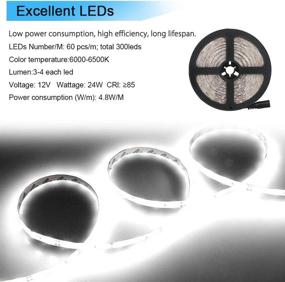 img 2 attached to Versatile 5M/16.4Ft LED Strip Lights: Waterproof Flexible White Rope Lights with 300 LEDs - Ideal for DIY Bedroom, Home Bar, Party - Comes with 12V Power Supply