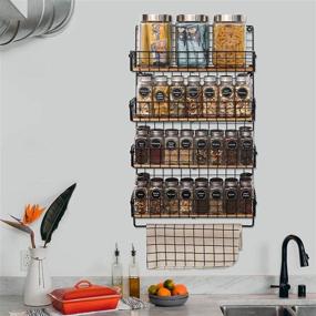 img 3 attached to 🧺 Organize Your Kitchen with the X-cosrack Wall Mounted Spice Rack and Towel Hanger - 4 Tier Hanging Seasoning Jar Storage Rack for a Stylish and Functional Space