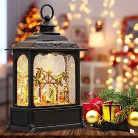 img 4 attached to 🎅 Wondise Christmas Musical Snow Globe Lantern, 11.2 Inch, USB & Battery Operated, 6 Hour Timer, Spinning Water Glitters, Lighted Singing Snow Globe Lantern Christmas Decoration (Nativity)