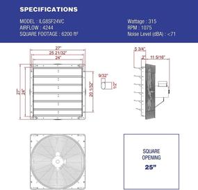 img 1 attached to 🌀 iLIVING ILG8SF24VC 24-Inch Variable Speed Shutter Exhaust Fan - Wall-Mounted, Silver