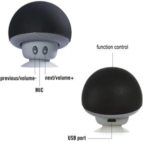 img 2 attached to 🍄 Wireless Portable Mushroom Speaker with Sucker Function - TinyFin Mini, Black for iPhone, Samsung, and More