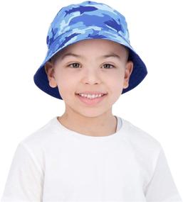 img 1 attached to 👒 Reversible Packable Beach Sun Bucket Hats for Boys and Girls - Ages 3-10