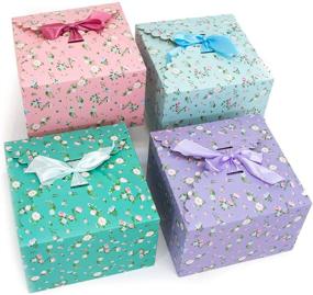 img 4 attached to 🎁 Assorted Floral Gift Boxes with Lids - 12 Pack of Foldable Decorative Boxes, 5.8” x 5.8” x 3.7” - Ideal for Cupcakes, Party Favors, Bridesmaid Gifts - Thick 400GSM Small Cardboard Gift Boxes